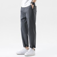 布衣传说高捻精梳棉夏季薄休闲裤男款宽松百搭九分休闲裤 深灰 32