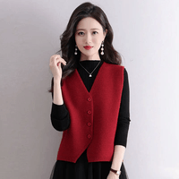 【爆款热卖】针织毛线马甲女外穿新款配裙子叠穿坎肩短款毛衣背心 红色【加厚保暖】 2XL （推荐131-140斤）