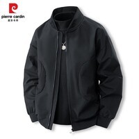 皮尔卡丹夹克男2025春季外套男士棒球服飞行员休闲上衣男装上衣 黑色 M