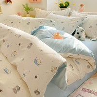 AIDLI 纯棉床上四件套40支纯棉 被套床单被罩床上用品双人全棉套件 星耀小狗 四件套 床单款 （被套200*230cm）