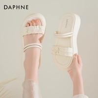 达芙妮厚底凉鞋女2026夏季新款时尚百搭裙子外穿拖鞋可两穿沙滩凉鞋LP 米白色【双带可两穿】 3.5cm软底 40