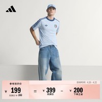 adidas意大利队复古足球休闲文化修身短袖T恤男装阿迪达斯三叶草   航空蓝   XL