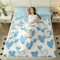 朴顿庄园旅行睡袋出差住酒店隔脏睡袋被套枕套床单一体式双人睡袋便携通用 米蓝芯-条纹 80*215CM