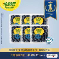 怡颗莓Driscoll\'s 云南蓝莓12mm+ 6盒装 约125g/盒 新鲜水果 源头直发