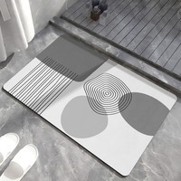 季象浴室地垫厕所洗漱台防滑垫加厚家用地毯吸水速干卫生间门口脚垫子 GZN-灰色几何-01 40x60cm