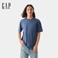 盖璞男女装春季款纯棉纯色胶印logo短袖T恤简约百搭上衣725619 深蓝色 M (170/92A)亚洲尺码