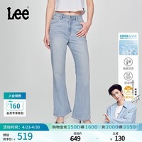 Lee【张凌赫代言】凉凉裤427高腰喇叭浅蓝色女凉感牛仔裤潮A08028 浅蓝色 27