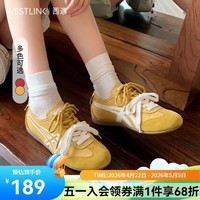 西遇（Westlink）德训鞋女2026新款春季爆款超火百搭阿甘鞋子运动平底休闲板鞋 黄色 37 (235)