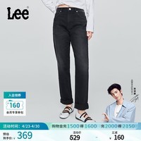 Lee【张凌赫代言】411舒适高腰小直脚黑灰色女士牛仔裤潮流A08848 黑灰色 24