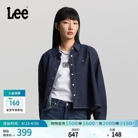 Lee26春夏新品宽松版翻领小Logo徽标清水洗女长袖牛仔衬衫休闲潮 清水洗 S