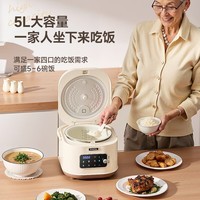 库思特5升电饭煲家用智能预约大容量珐琅内胆不粘锅煮饭煲汤1-6人 玉兰白-5升【珐琅陶瓷不粘内胆】 5L