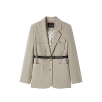 太平鸟2024年春季斯文西装A1BAE1428 灰绿 S