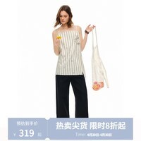 独束女装脚口翻遍直筒阔腿休闲裤2026夏季新品时尚百搭撞色长裤子 藏青色 2XL （尺码：4）