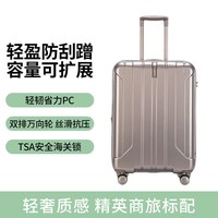 新秀丽可登机箱可扩展行李箱出国留学密码旅行商务出差拉杆箱银色20英寸