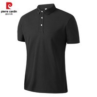 皮尔卡丹夏季高端冰丝POLO衫黑科技三防面料男士薄款修身商务中青年款 黑色 4XL