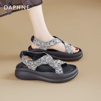 达芙妮国风凉鞋女2026新款夏季外穿水墨软底沙滩配旗袍运动凉拖鞋 米色 37