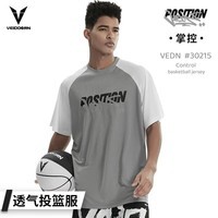 维动（VEIDOORN）短袖掌控投篮服T恤男美式篮球训练服运动跑步上衣透气网眼潮 月光灰 M