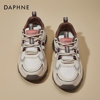 达芙妮透气老爹鞋厚底女款2026春季新款户外徒步鞋轻便慢跑运动鞋 棕红色 35