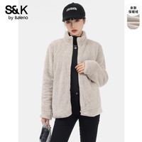 班尼路S&K系列外套女装秋冬季新款加绒保暖重磅夹克上衣服宽松亲肤抗寒3 灰#纯色 【300G重磅保暖】 S