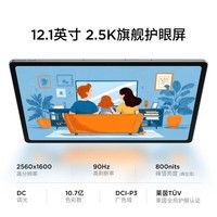 联想小新12.1英寸平板电脑2.5K屏10200mAh电池影音娱乐学习8G+128G灰+钢化膜+保护壳1号店专供套装