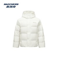 斯凯奇（Skechers）男女同款羽绒服鸭绒短款保暖舒适连帽外套面包服男 (三防科技)棉花糖白/0074 L