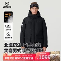 诺诗兰冬季户外男女抗寒保暖面包服三防加厚鹅绒羽绒服【北境】 纯黑色-男 3XL (185)