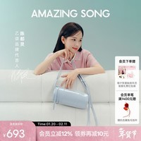 Amazing Song乙颂【新年礼物】陈都灵同款甜甜圈笔筒包潮流头层牛皮圆筒斜挎包 【油蜡牛皮】雾霾蓝(陈都灵同款)