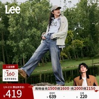 Lee【张凌赫代言】25早秋新428懒懒裤舒适直脚复古中深蓝女牛仔裤 中深蓝 26