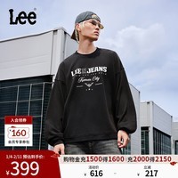 Lee25秋冬新品宽松版圆领印花Logo男女同款长袖卫衣LUT010845204 黑色（尺码偏大，拍小一码） S