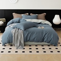 AIDLI 床上四件套60支全棉贡缎新疆长绒棉100%纯棉被套床单酒店套件 海岛蓝（磨毛款）1 1.5/1.8m床 床单款 （被套200*230cm）