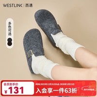 西遇（Westlink）保暖内增高毛毛勃肯鞋女2025冬季外穿厚底半拖一脚蹬穆勒鞋子 灰色 预售1.23 35 (225)