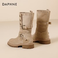 达芙妮复古马丁靴女2025新款秋冬美拉德短靴女厚底中筒靴子两穿西部靴LP 卡其色 35
