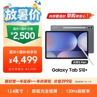 三星 Samsung【国家补贴】S10+ 12.4英寸平板电脑/AI智享学习/防眩光视屏 12GB+256GB 钛影灰WIFI
