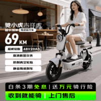 驰小虎电动自行车 如意虎新国标电动车电动自行车48V20Ah电池长续航电瓶车代步车电车家用成人电车白