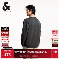 杰克·琼斯（JACK&JONES）男装秋季时尚基础百搭字母刺绣装饰罗纹圆领卫衣长袖男225133031 黑砂色E44 常规 黑砂色E44 M