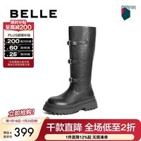 百丽(Belle)显瘦舒适骑士靴女增高厚底长靴D4H1DDG4 黑色 39 (245mm)