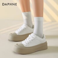 达芙妮（DAPHNE）厚底女小白鞋2025秋季新款舒适百搭休闲鞋透气运动板鞋子女QJ1 卡其色 36