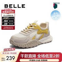 百丽（Belle）靓丽撞色阿甘鞋女商场同款舒适透气休闲鞋E3B1DCM5 米色/黄 37 (235mm)