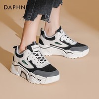 达芙妮厚底老爹鞋女网面透气休闲运动鞋女2023新款ins百搭增高休闲鞋QJ1 米黑色 40
