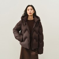 太平鸟女装轻羽绒合集反季清仓白鸭绒羽绒服简约时尚短款中长款 特殊压线短羽绒服棕色 S