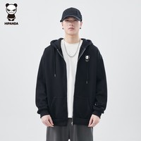 HIPANDA你好熊猫卫衣男2026新款春季长袖印花上衣男女宽松打底衫卫衣男款 黑色 3XL