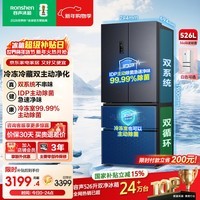 容声526升双净双系统法式多门四开门电冰箱家用一级能效风冷无霜节能大容量国家补贴 BCD-526WD1MPA灰