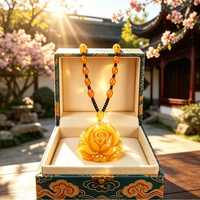 【店铺热卖】黄色牡丹花吊坠时尚民族风气质百搭吊坠项链WY 牡丹花吊坠项链