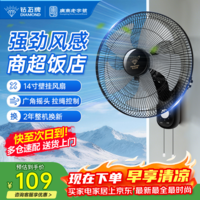 钻石牌壁挂风扇壁扇挂壁电风扇家用墙壁工业商用摇头挂扇壁挂式扇叶风扇 14寸机械款（性价比款）