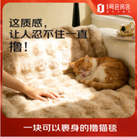 1号会员店仿兔毛撸猫毯 盖毯 绒毯 米色180*200cm 午睡毯 沙发毯