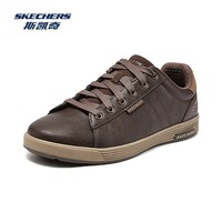 斯凯奇（Skechers）男鞋商务休闲鞋百搭舒适回弹透气通勤平底板鞋 巧克力色/CHOC 41