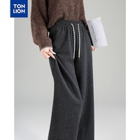 唐狮（TonLion）2025秋冬新款女装直筒休闲长裤宽松显瘦潮流女裤 深灰 M