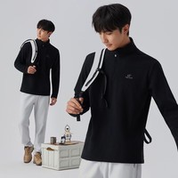 探拓（TECTOP）加绒抓绒衣冬季保暖户外登山徒步运动内搭衣摇粒绒打底衫立领 经典黑-男款【加绒抓绒衣保暖 XL