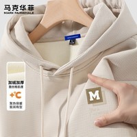 马克华菲(MARK FAIRWHALE)酷丝格加绒连帽卫衣男装秋冬季潮流百搭宽松舒适上衣简约印花外套 【加绒加厚】-卡其#JMK艺术框框 XL