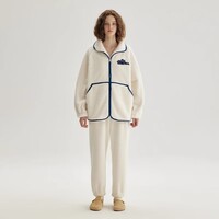 Teenie Weenie小熊睡衣女款秋冬季长袖立领新款加绒加厚保暖家居服 米白 S